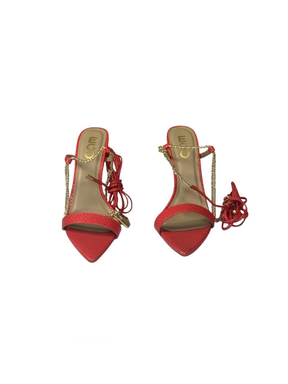 EGO Loveless Red/Gold Strappy Stiletto Heels